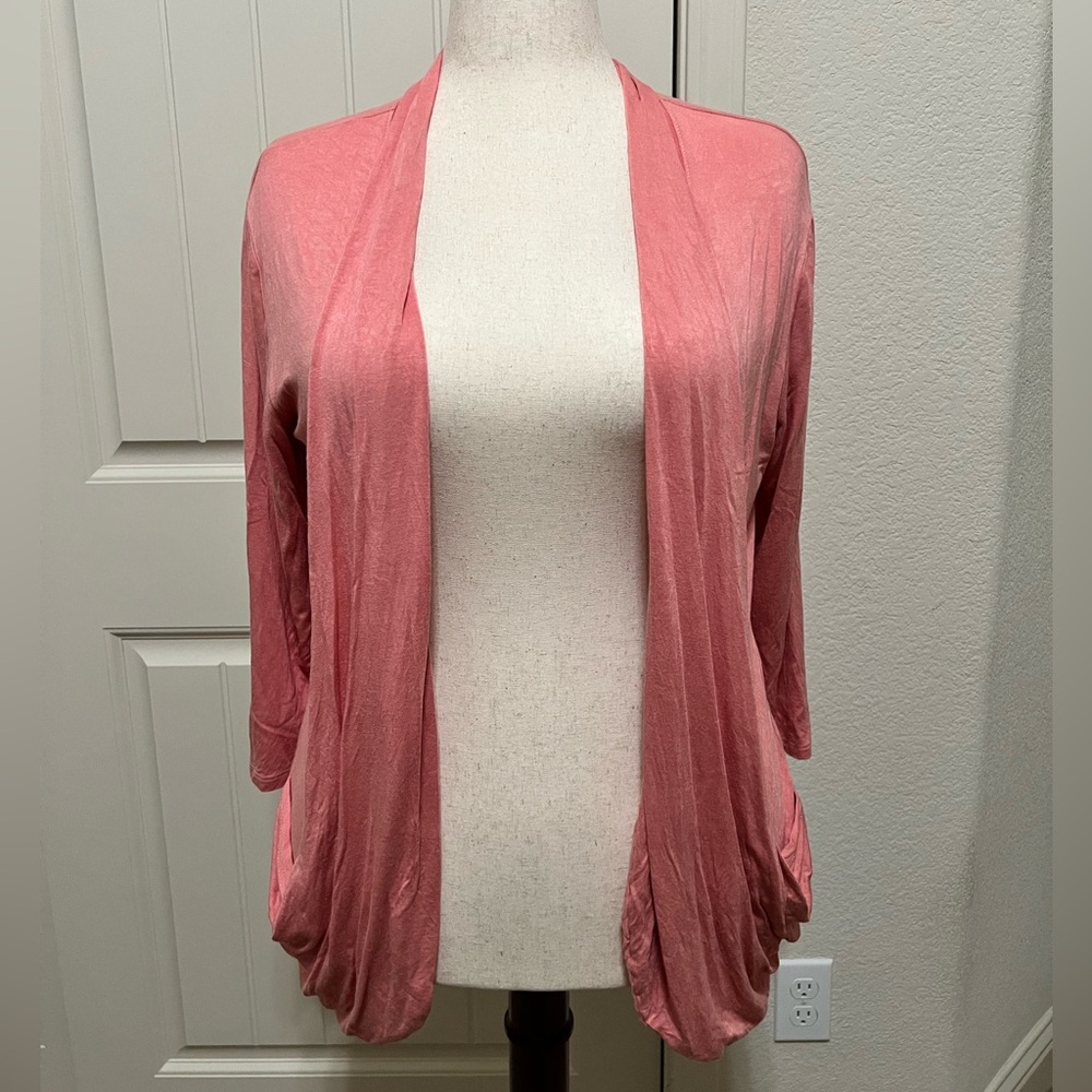 Maurices Pink/Coral Drape Cardigan - Size Large